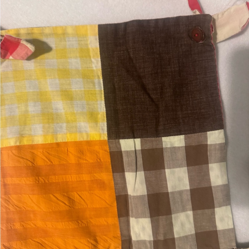 Vintage Reversible Patchwork Apron With Ties- Han… - image 5